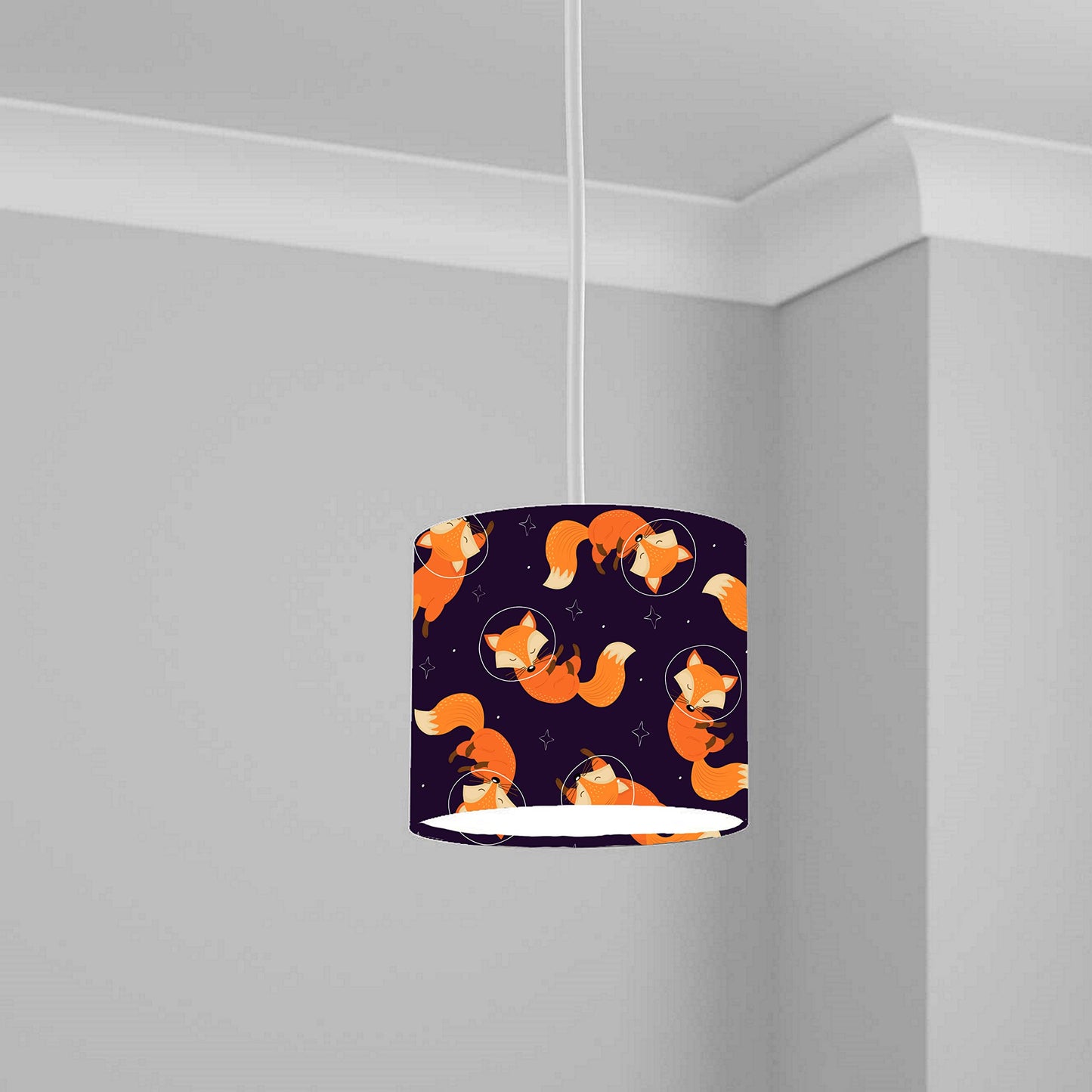 Space Fox Pattern Ceiling Lampshade Lightshade for Kids' Room - 20cm x 18.5cm
