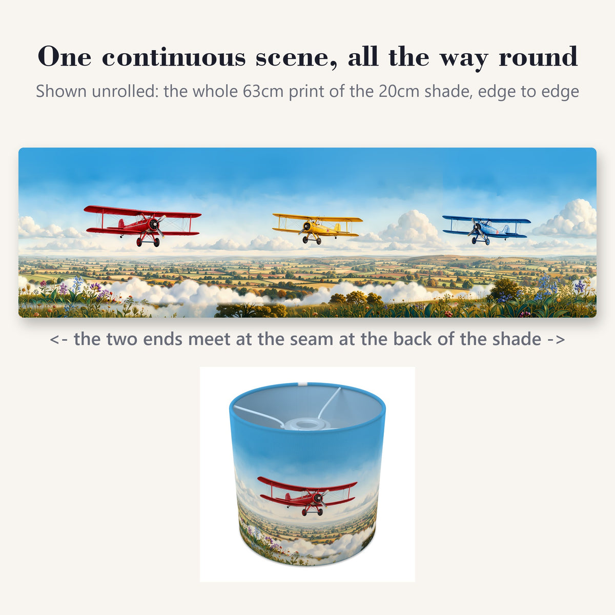 Sky Planes wraparound lampshade - Vintage Flight - photo 2