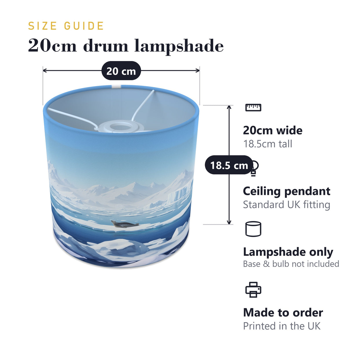 Arctic Panorama wraparound lampshade - Polar Ice - photo 7