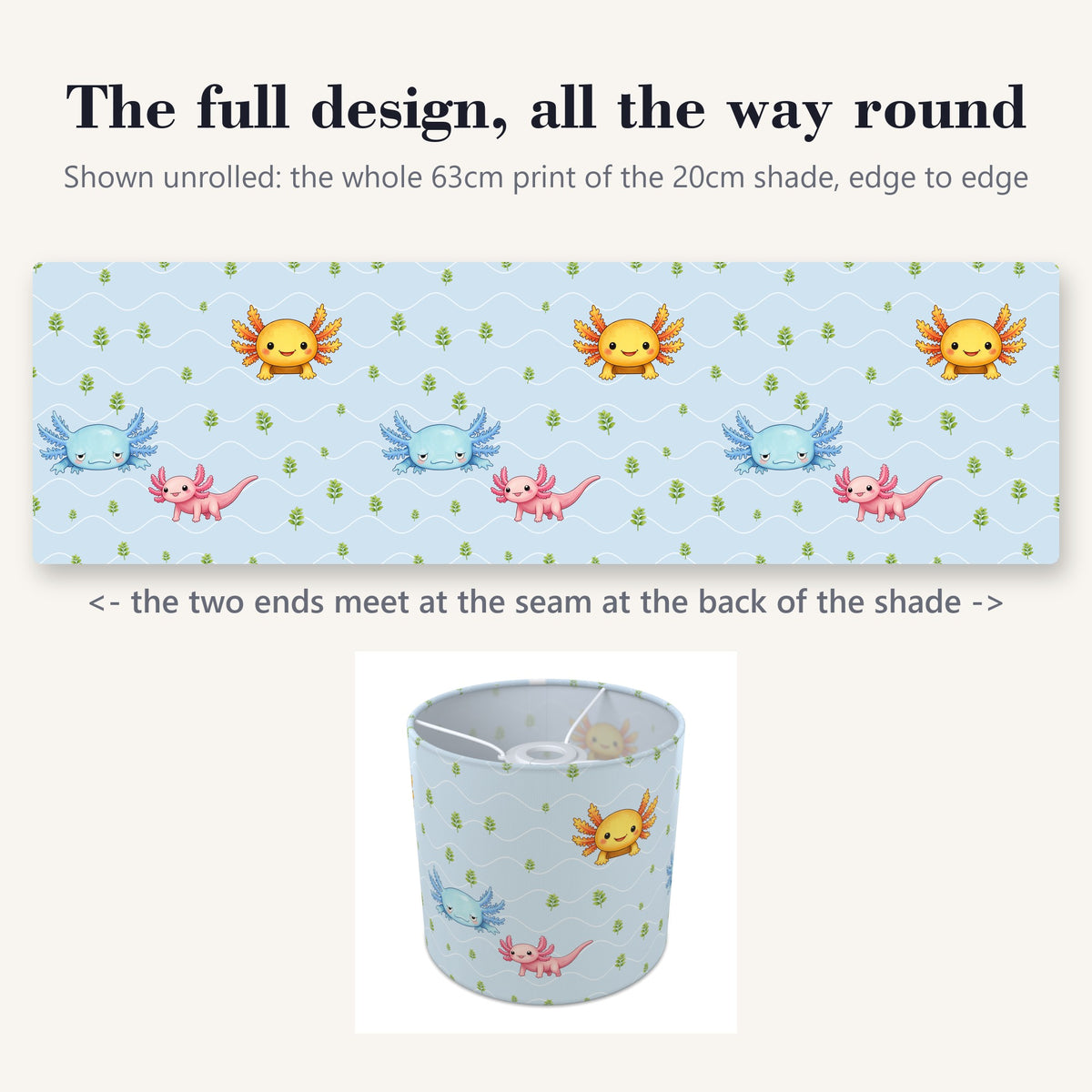 Sky Axolotl Lagoon lampshade - 20cm x 18.5cm Ceiling - photo 9