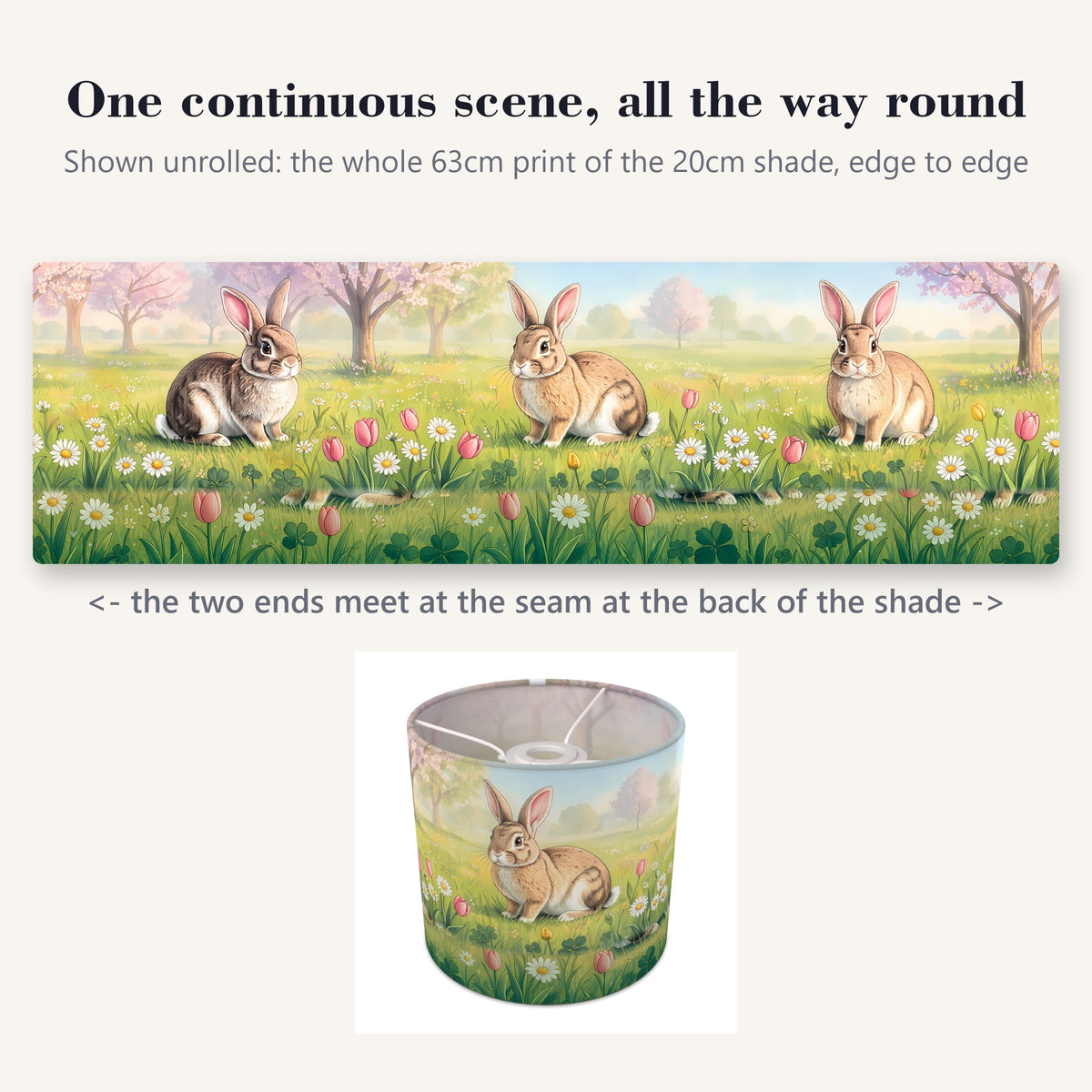 Bunny Meadow wraparound lampshade - Spring Meadow - photo 2