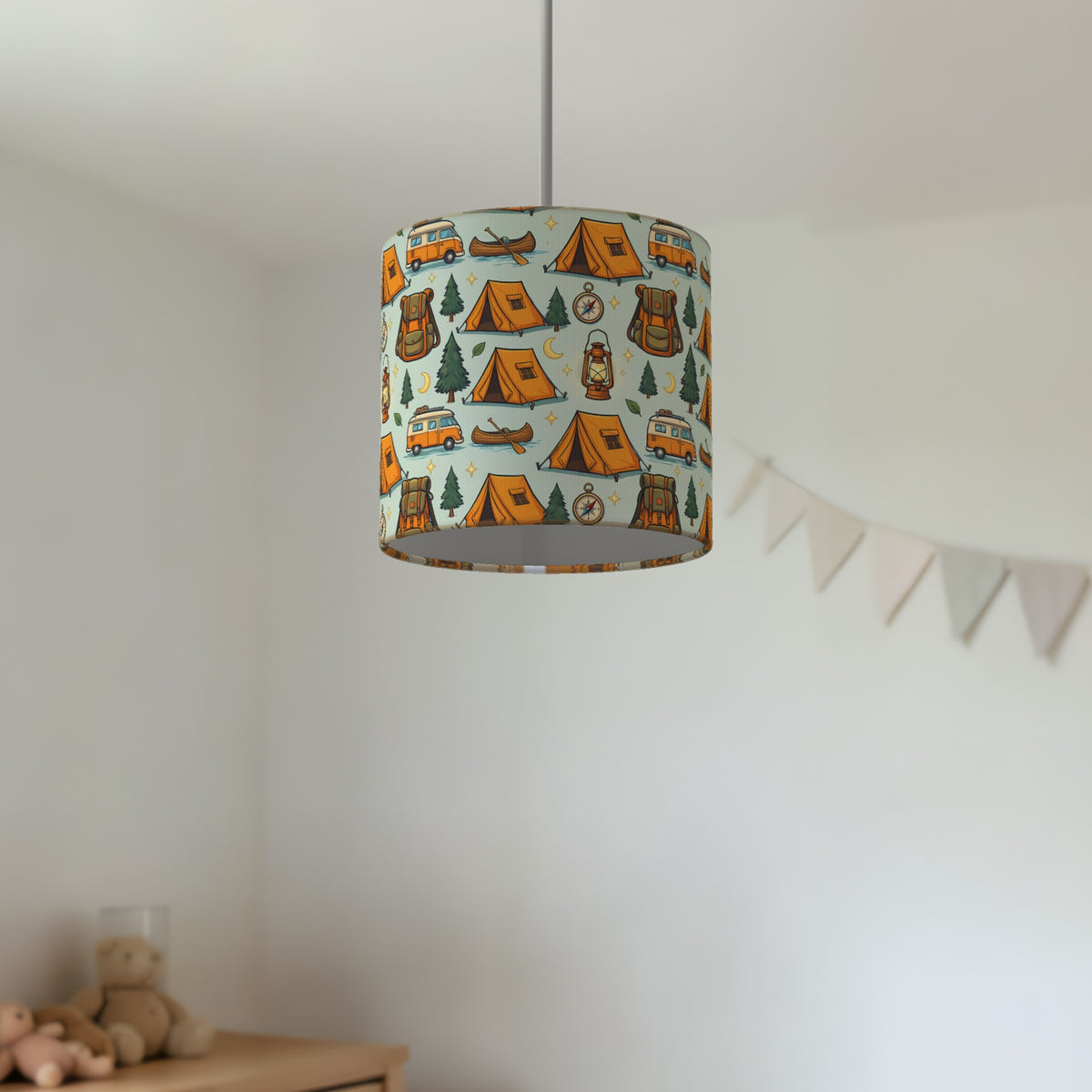 Sage Happy Campers lampshade - 20cm x 18.5cm Ceiling - photo 2
