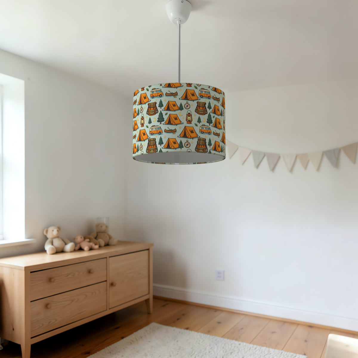 Sage Happy Campers lampshade - 20cm x 18.5cm Ceiling - photo 3