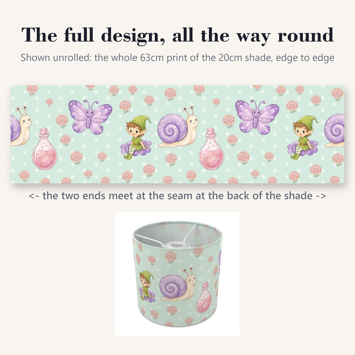Mint Fairy Garden lampshade - 20cm x 18.5cm Ceiling - photo 9