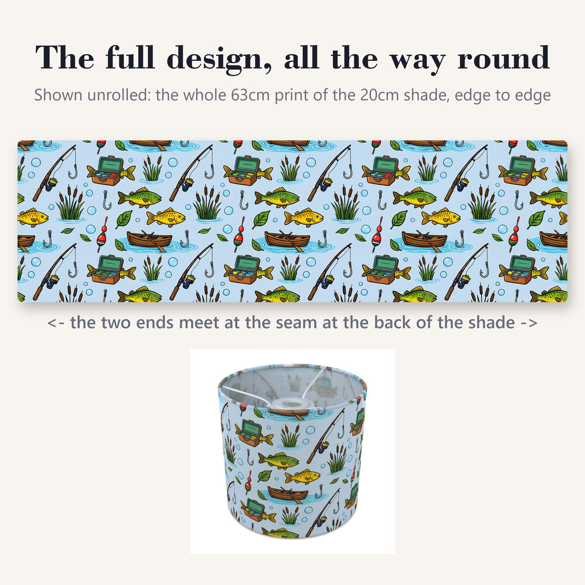 Sky Gone Fishing lampshade - 20cm x 18.5cm Ceiling - photo 9
