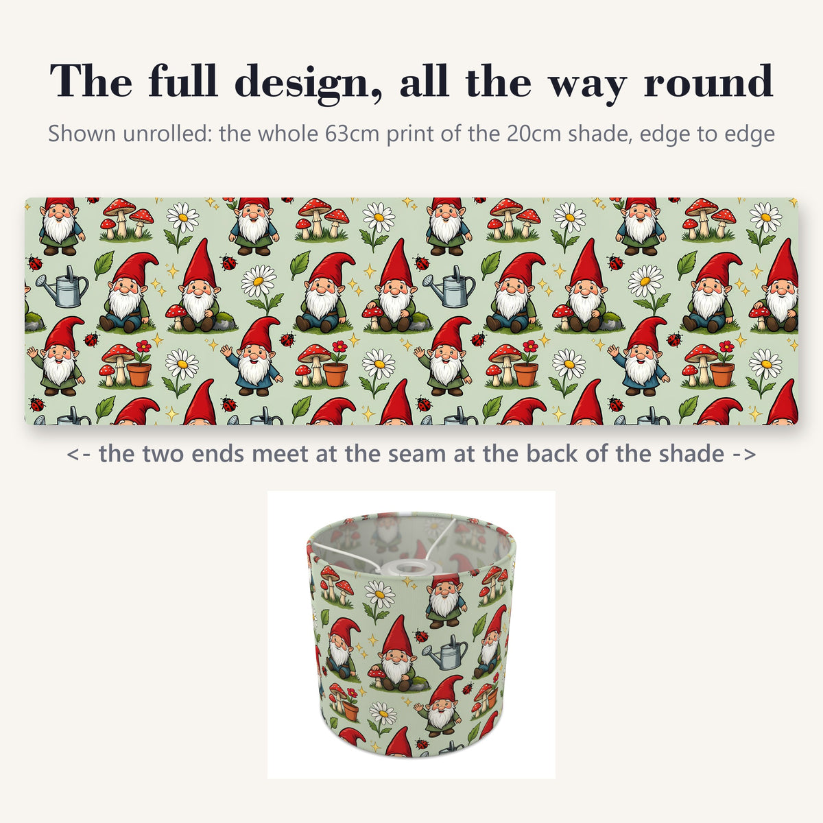 Sage Garden Gnomes lampshade - 20cm x 18.5cm Ceiling - photo 9