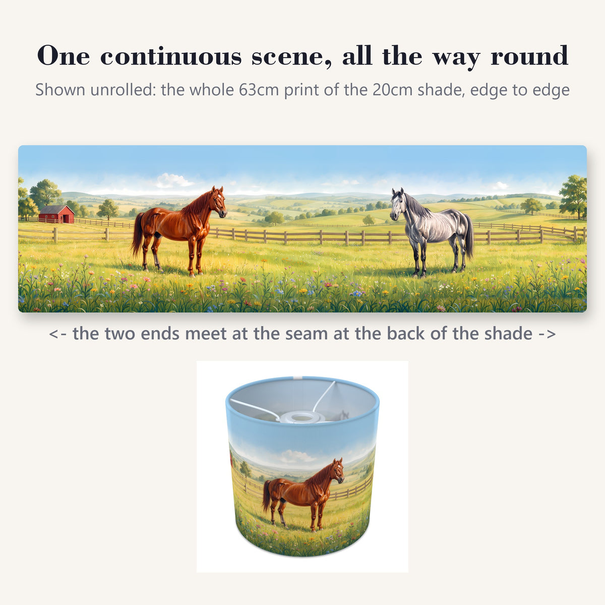 Pony Meadow wraparound lampshade - Summer Meadow - photo 2