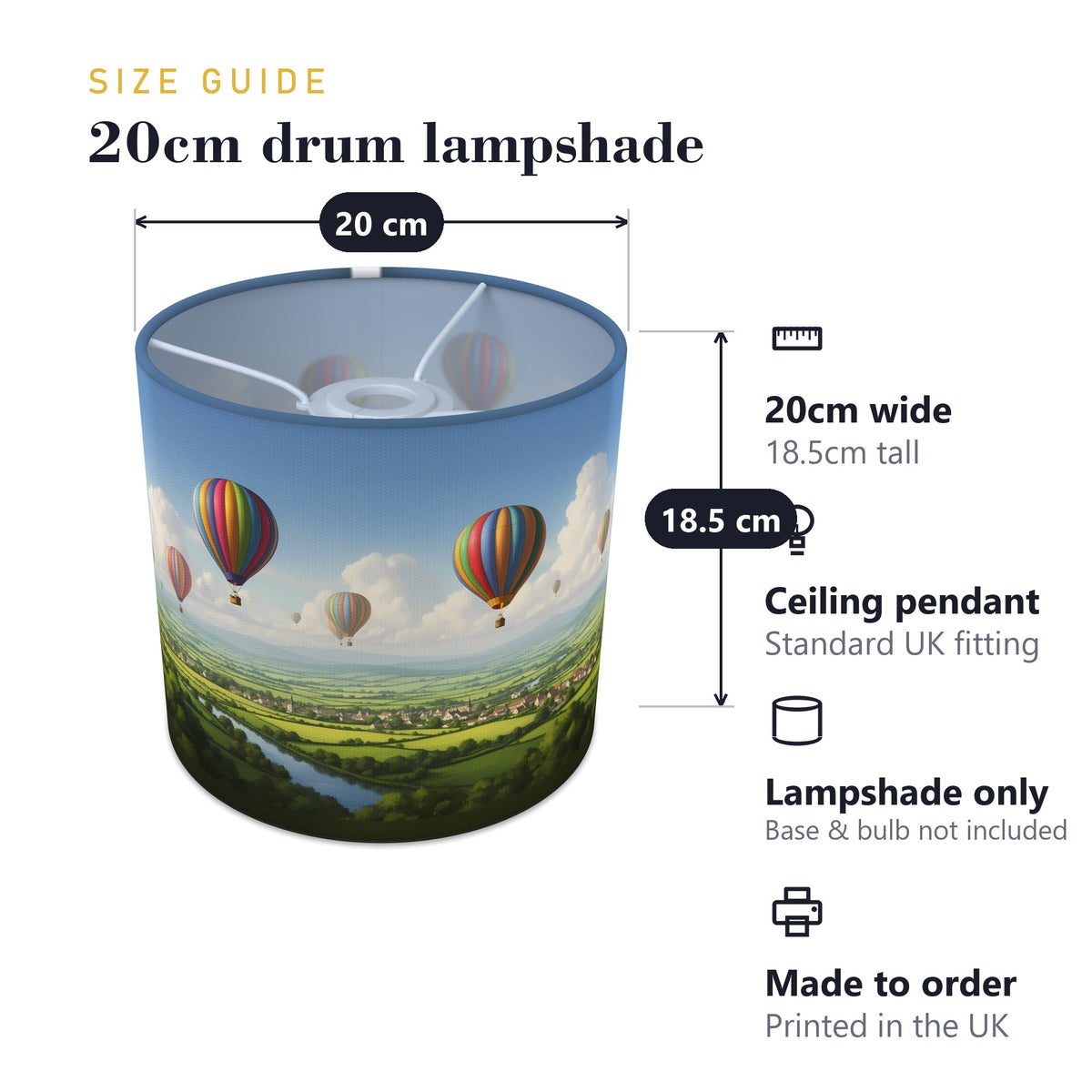 Balloon Skies wraparound lampshade - Countryside Flight - photo 7