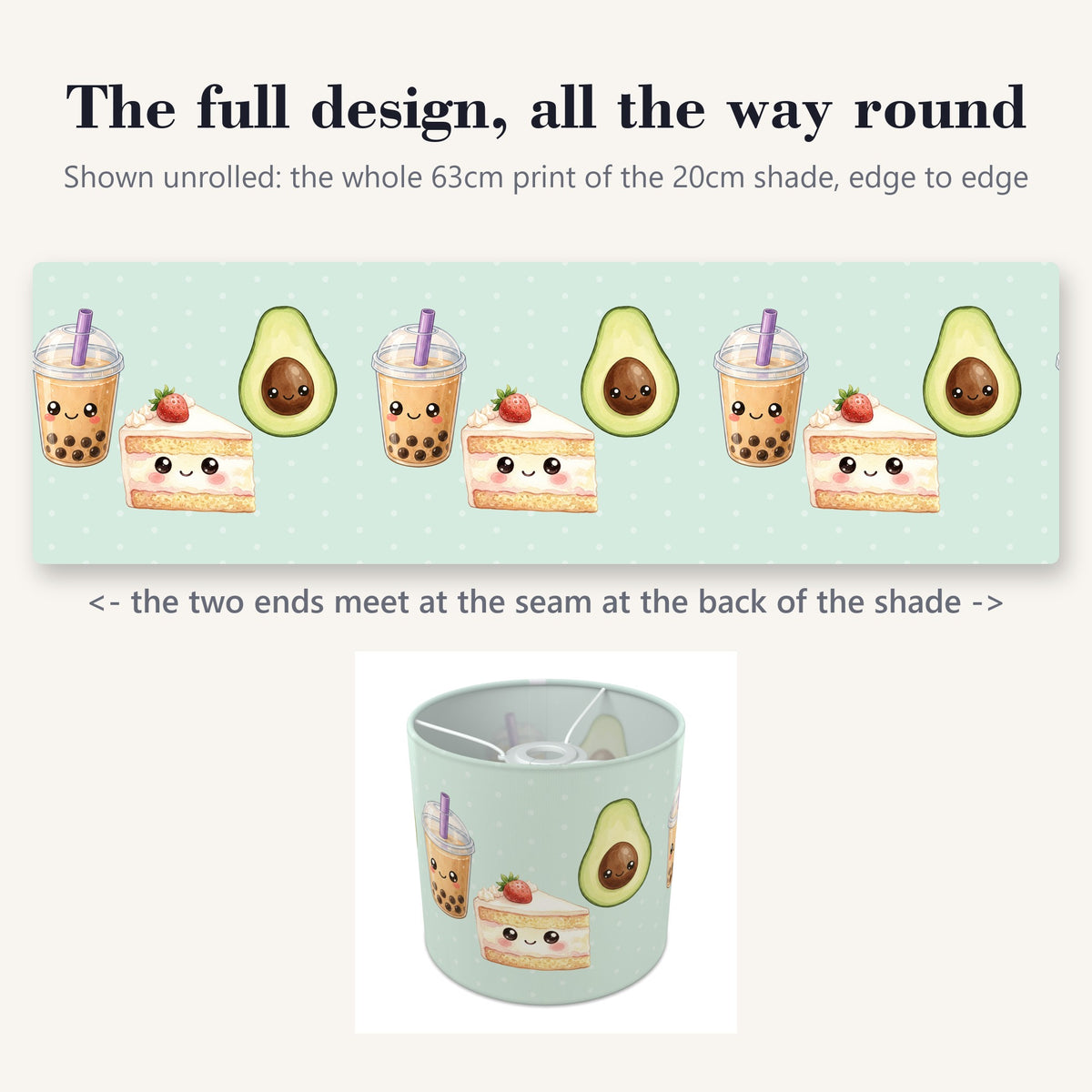 Mint Kawaii Food lampshade - 20cm x 18.5cm Ceiling - photo 9