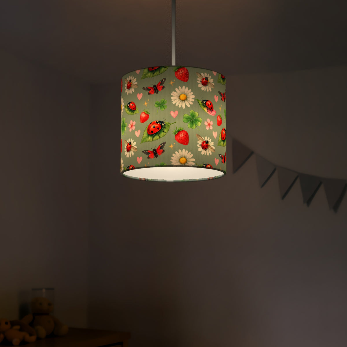 Sage Lucky Ladybirds lampshade - 20cm x 18.5cm Ceiling - photo 5