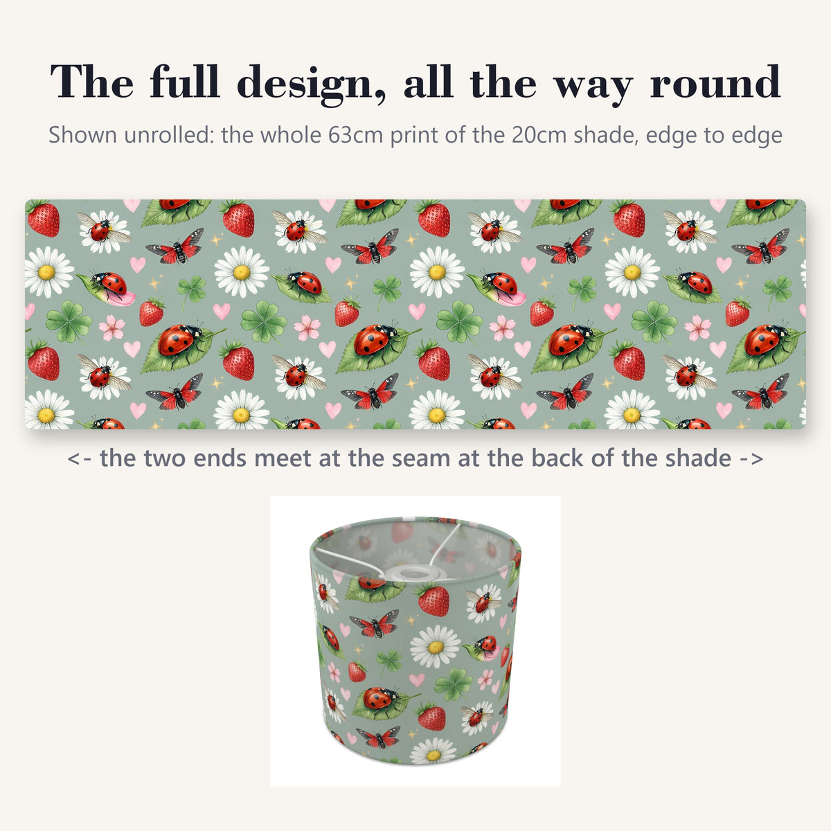 Sage Lucky Ladybirds lampshade - 20cm x 18.5cm Ceiling - photo 9