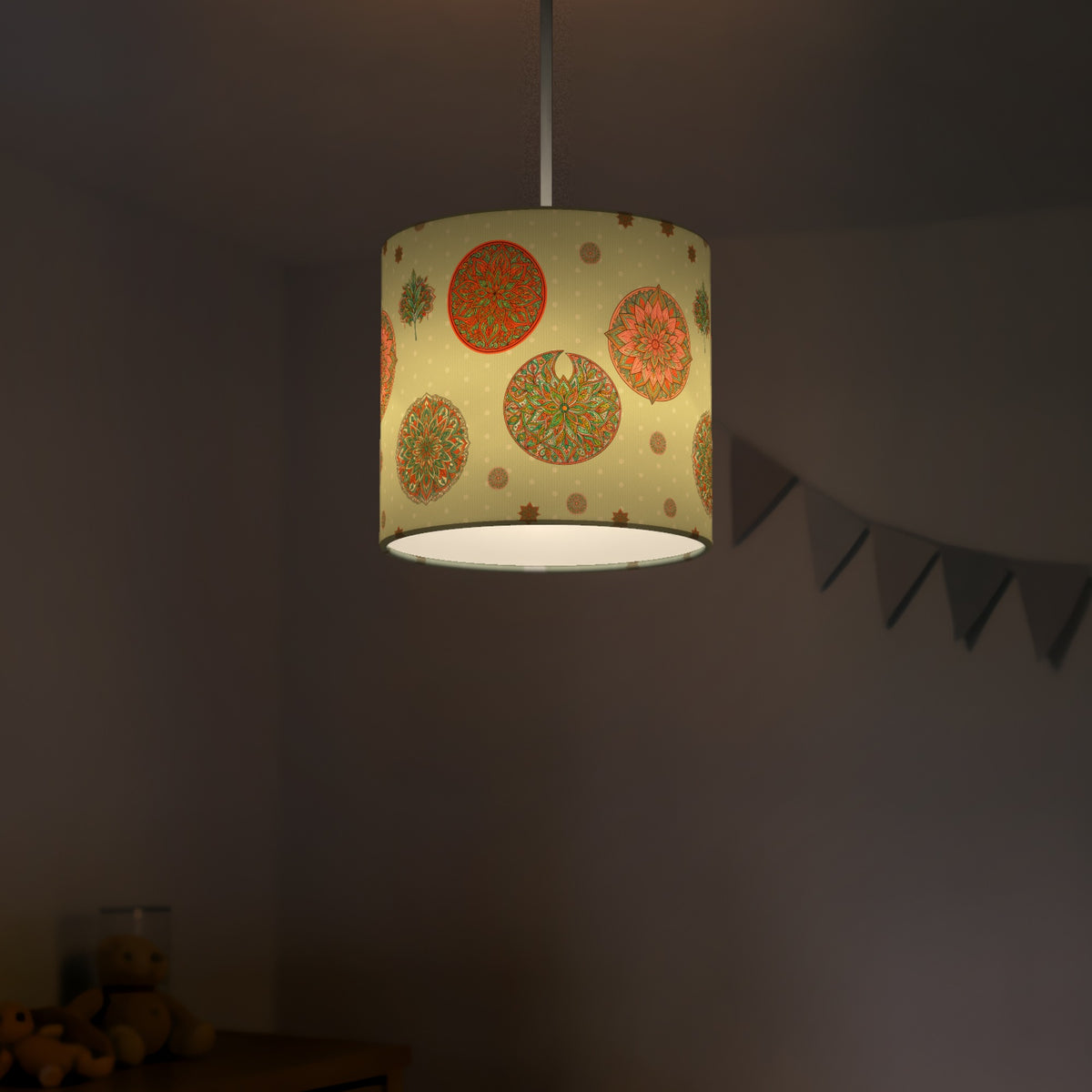 Sage Boho Mandala lampshade - 20cm x 18.5cm Ceiling - photo 5