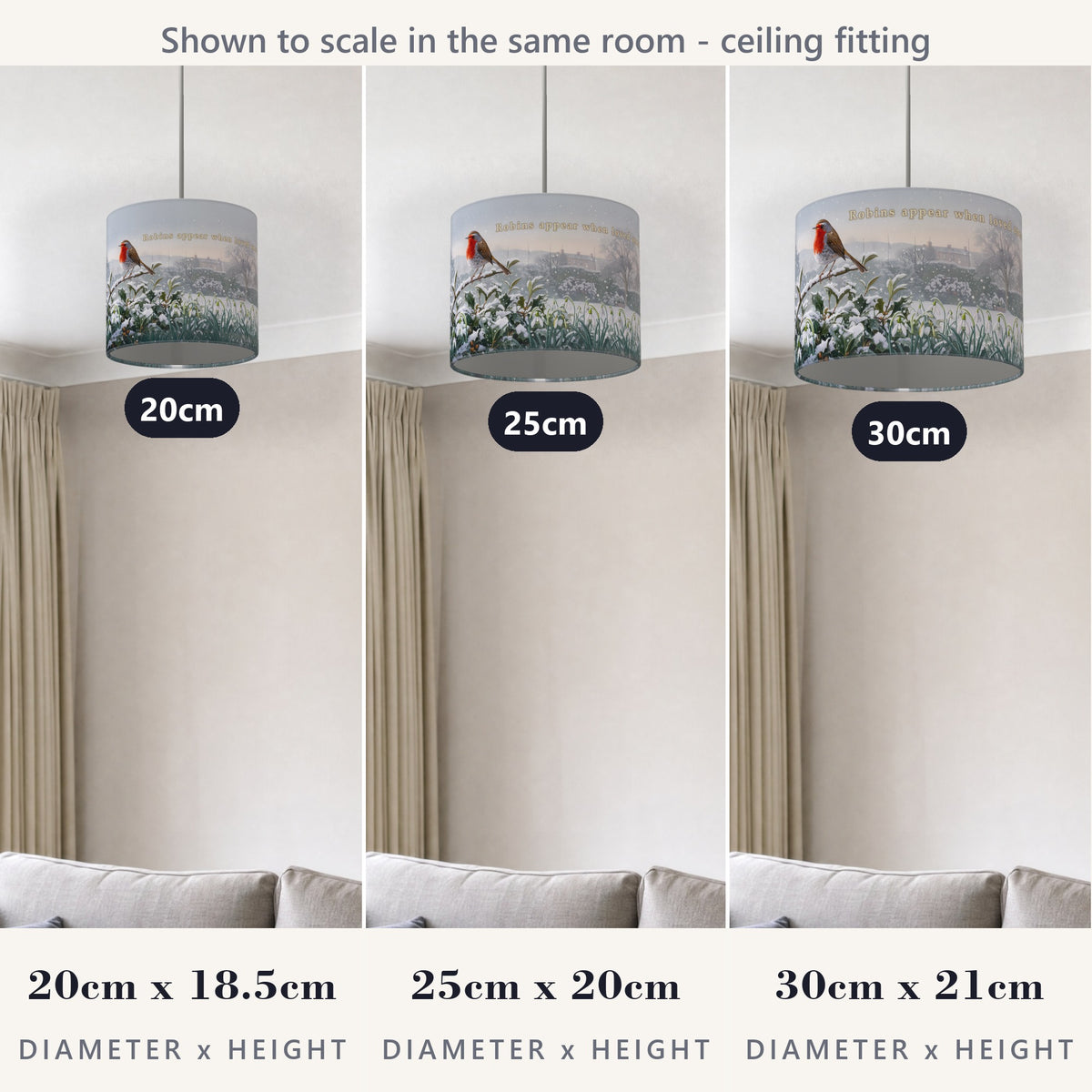 Memorial Robin wraparound lampshade - Winter Robin - photo 6