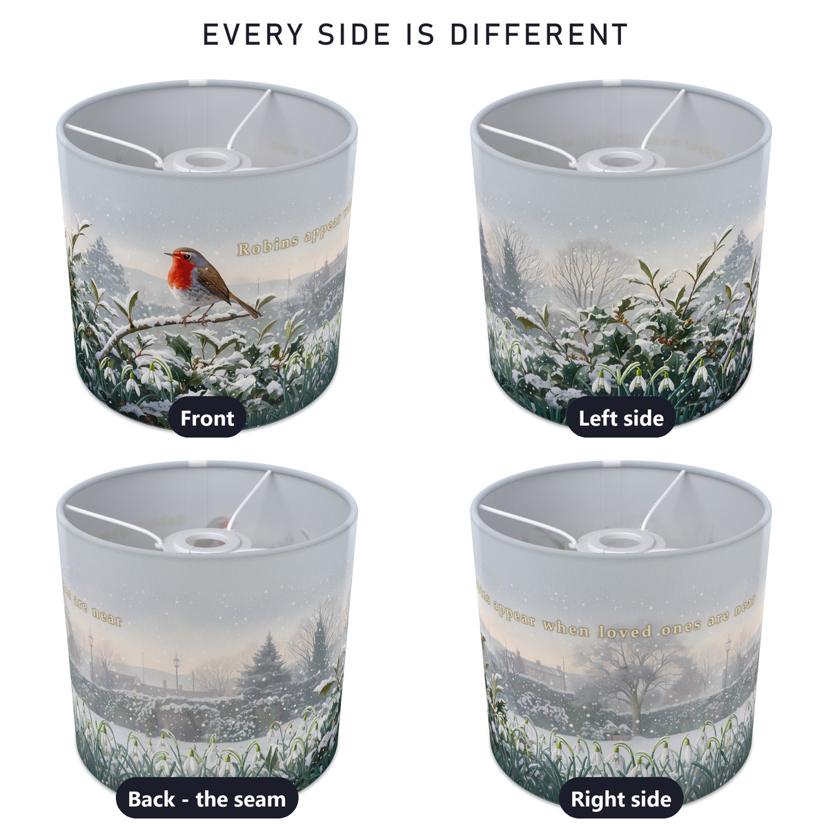 Memorial Robin wraparound lampshade - Winter Robin - photo 3