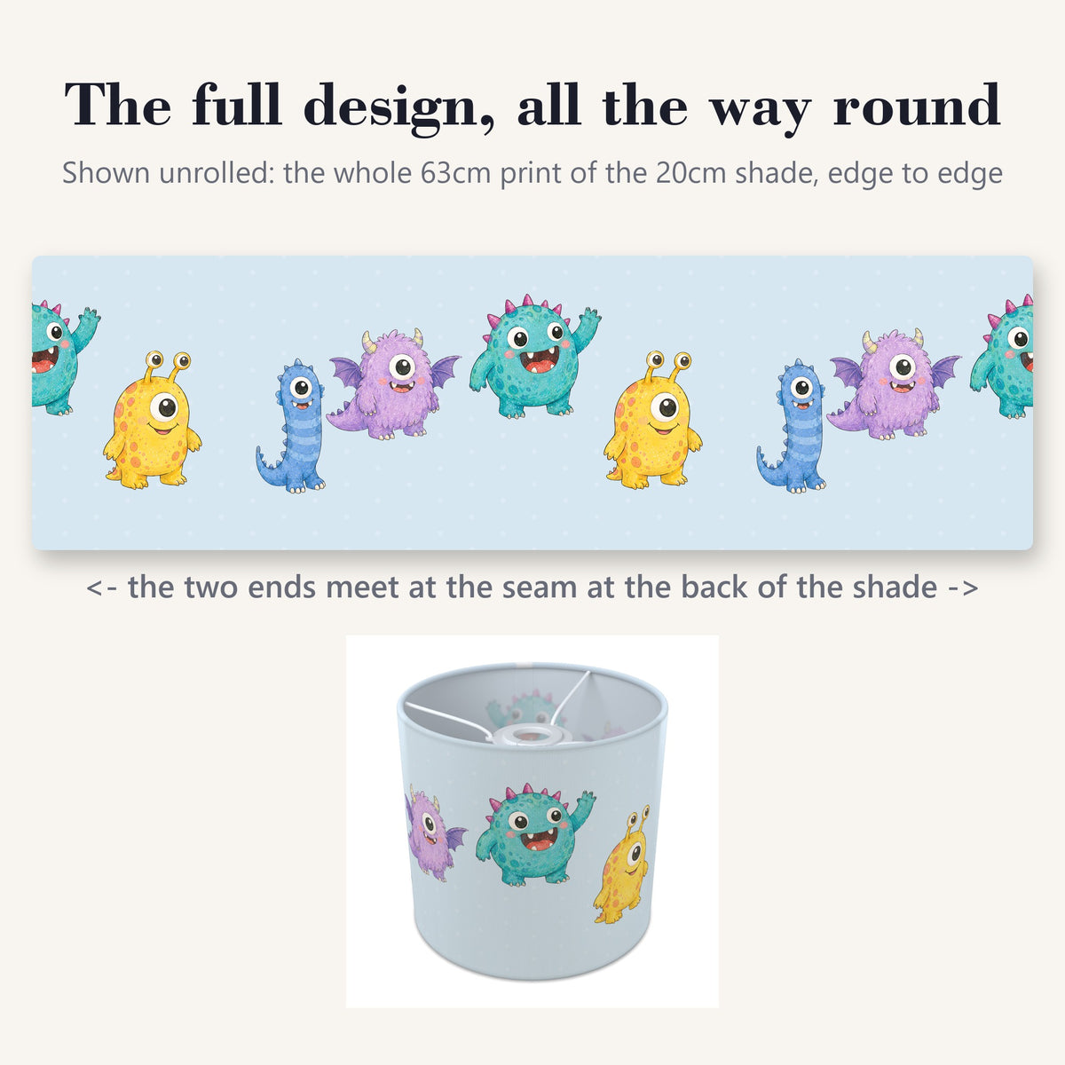 Sky Monsters lampshade - 20cm x 18.5cm Ceiling - photo 9