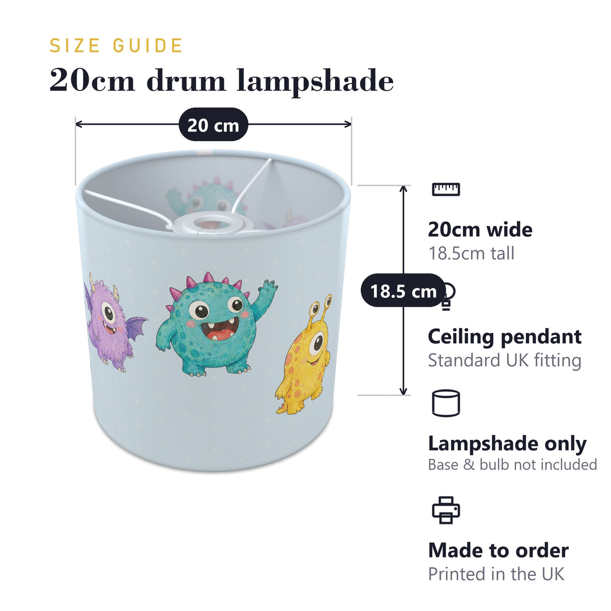 Sky Monsters lampshade - 20cm x 18.5cm Ceiling - photo 7