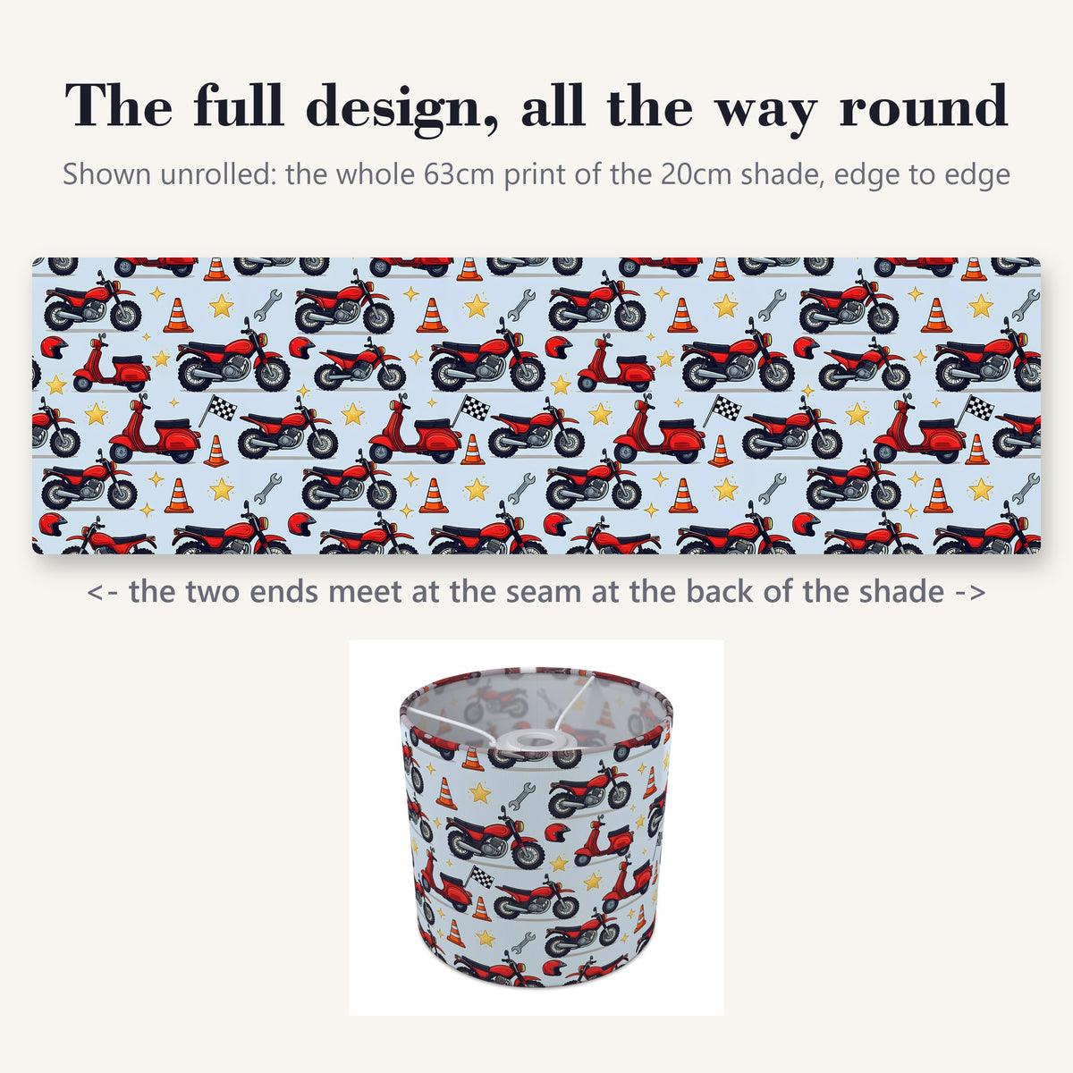 Sky Motorbike Mania lampshade - 20cm x 18.5cm Ceiling - photo 9