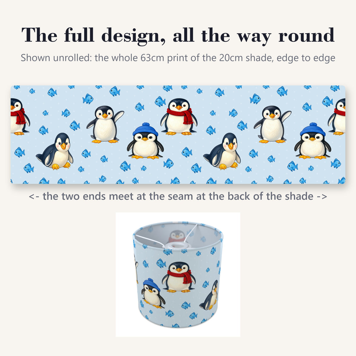 Sky Penguin Party lampshade - 20cm x 18.5cm Ceiling - photo 9