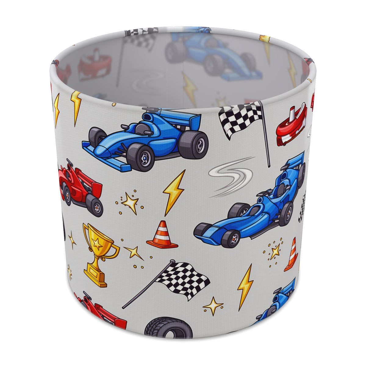 Grey Race Day lampshade - 20cm x 18.5cm Table