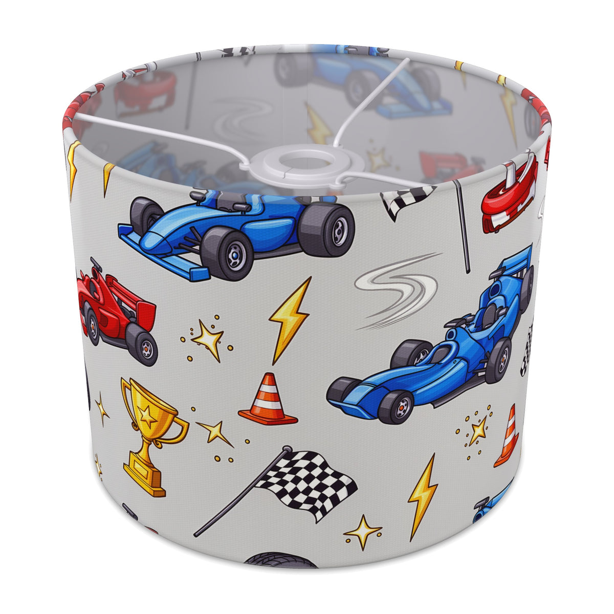 Grey Race Day lampshade - 25cm x 20cm Ceiling