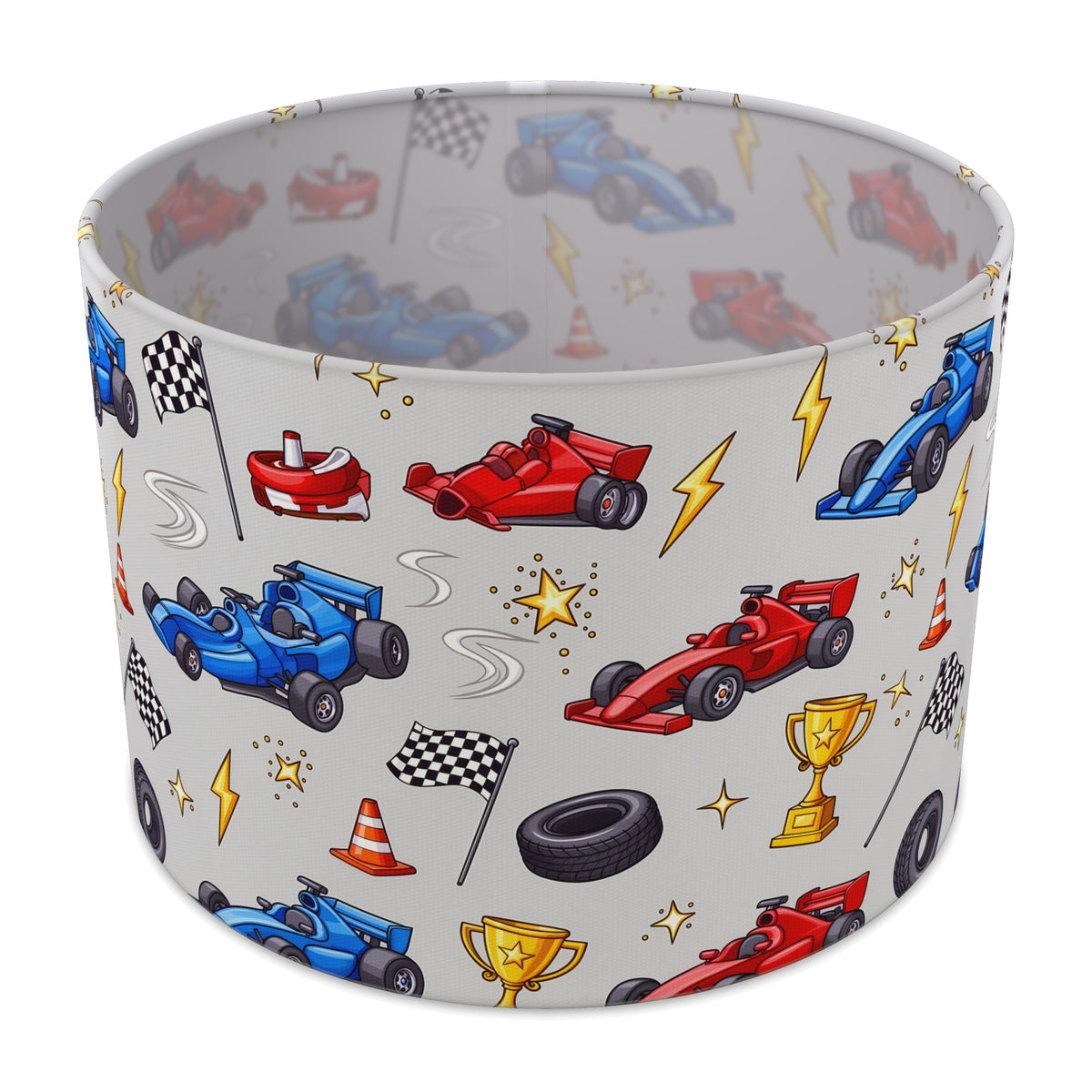 Grey Race Day lampshade - 30cm x 21cm Table