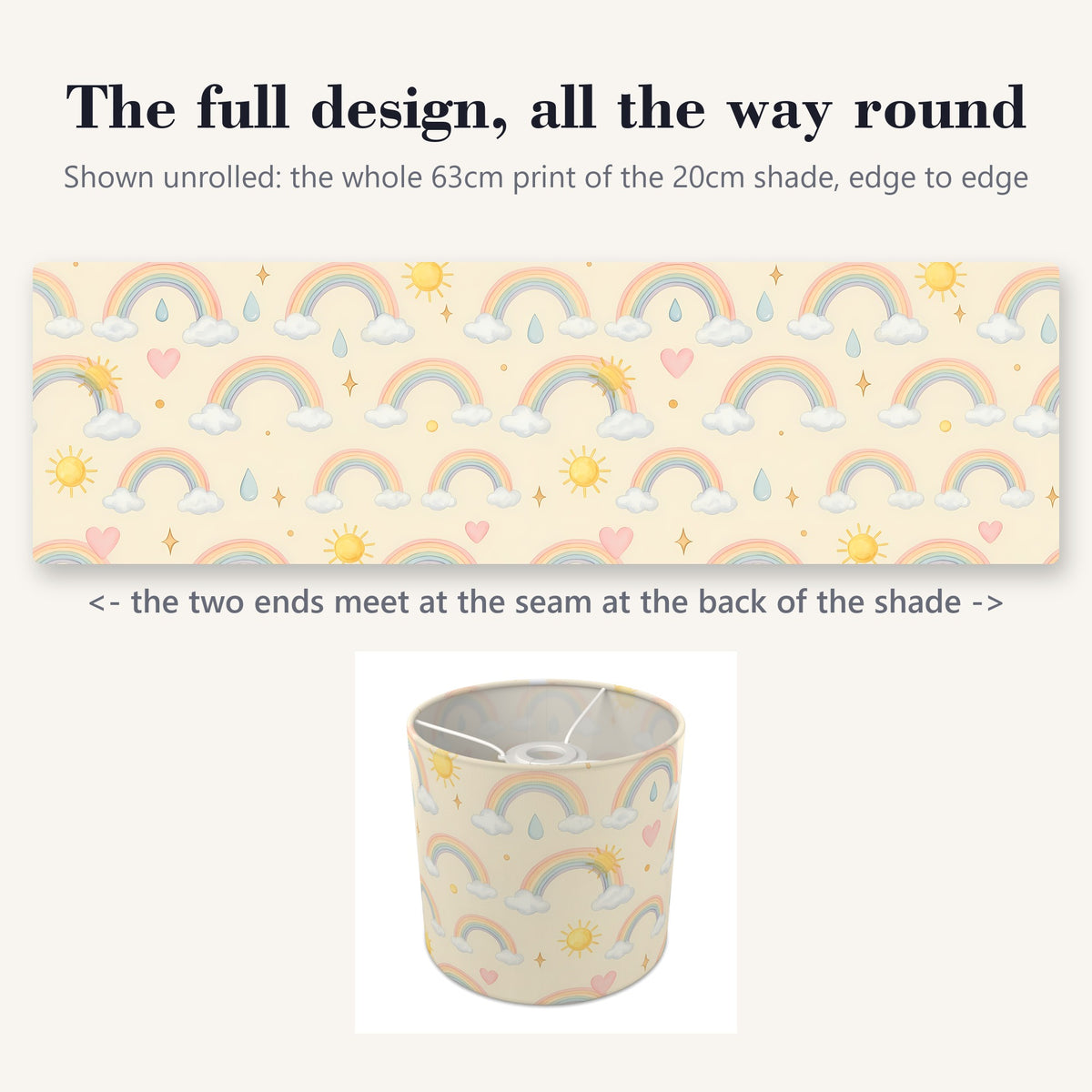 Cream Over The Rainbow lampshade - 20cm x 18.5cm Ceiling - photo 9