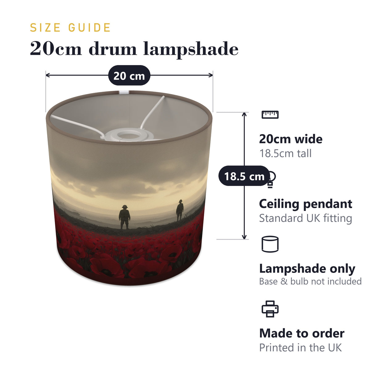 Lest We Forget wraparound lampshade - Poppy Field Dawn - photo 7