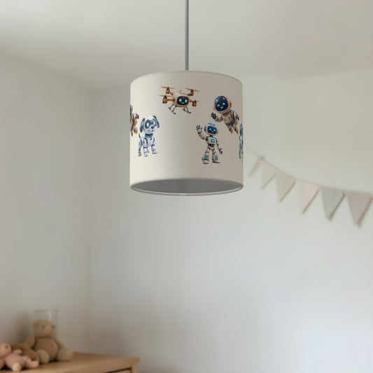 Cream Robots lampshade - 20cm x 18.5cm Ceiling - photo 2
