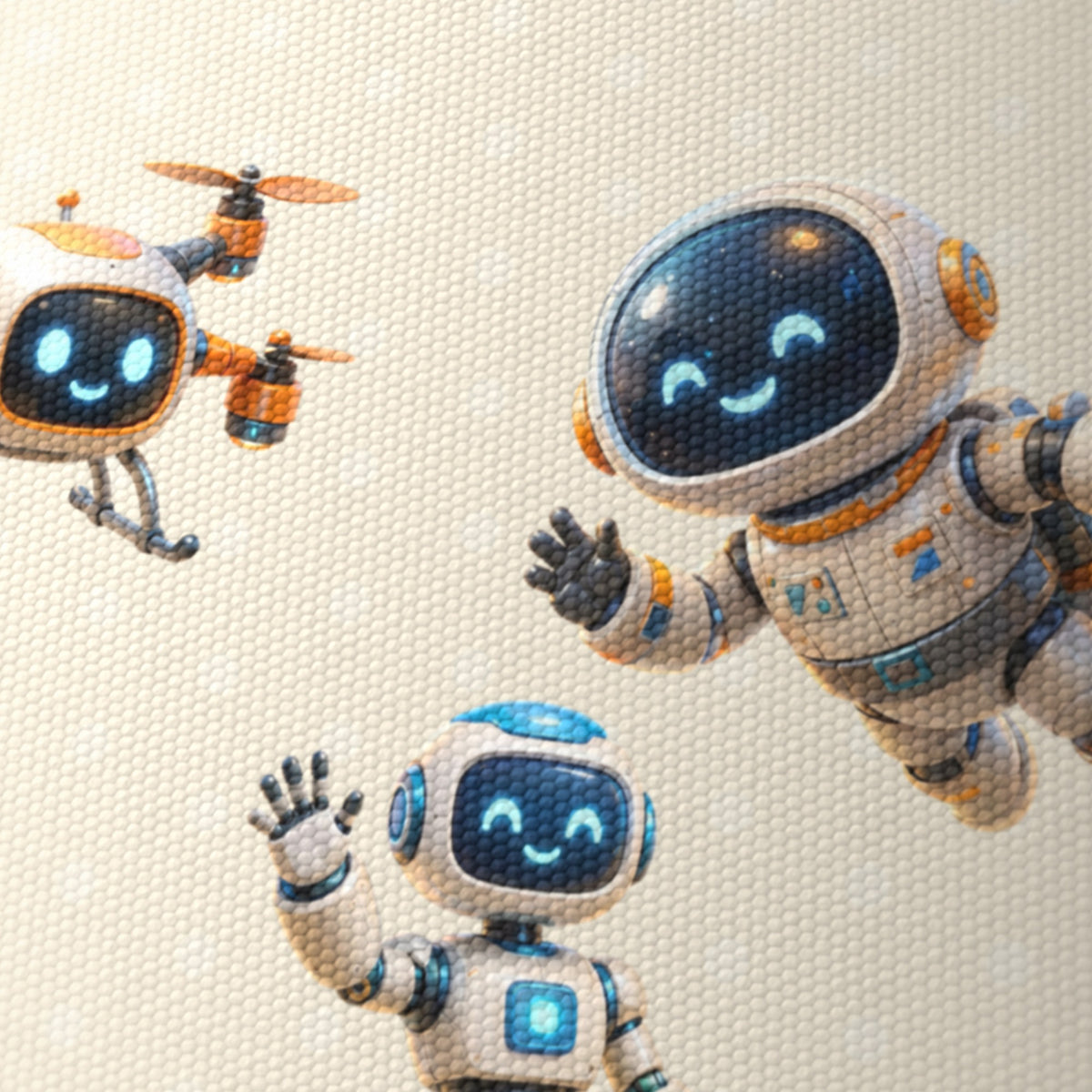 Cream Robots lampshade - 20cm x 18.5cm Ceiling - photo 6