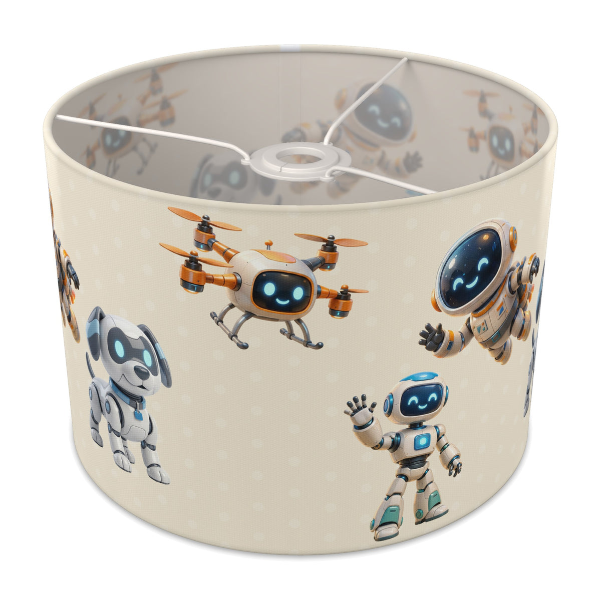 Cream Robots lampshade - 30cm x 21cm Ceiling