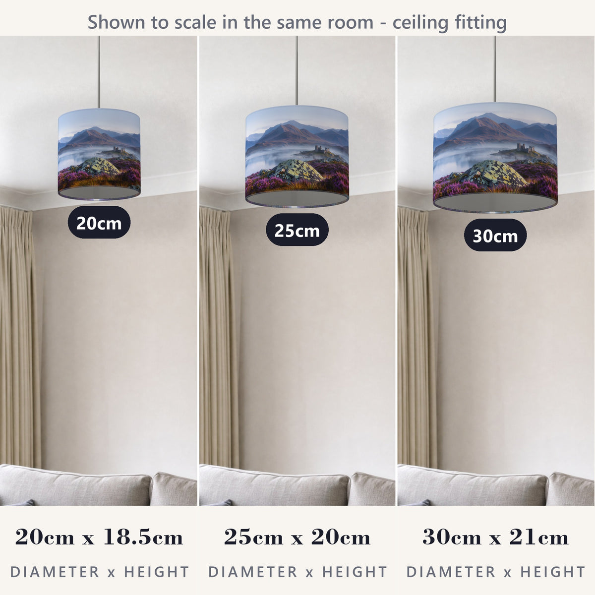 Scottish Highlands wraparound lampshade - Misty Loch - photo 6