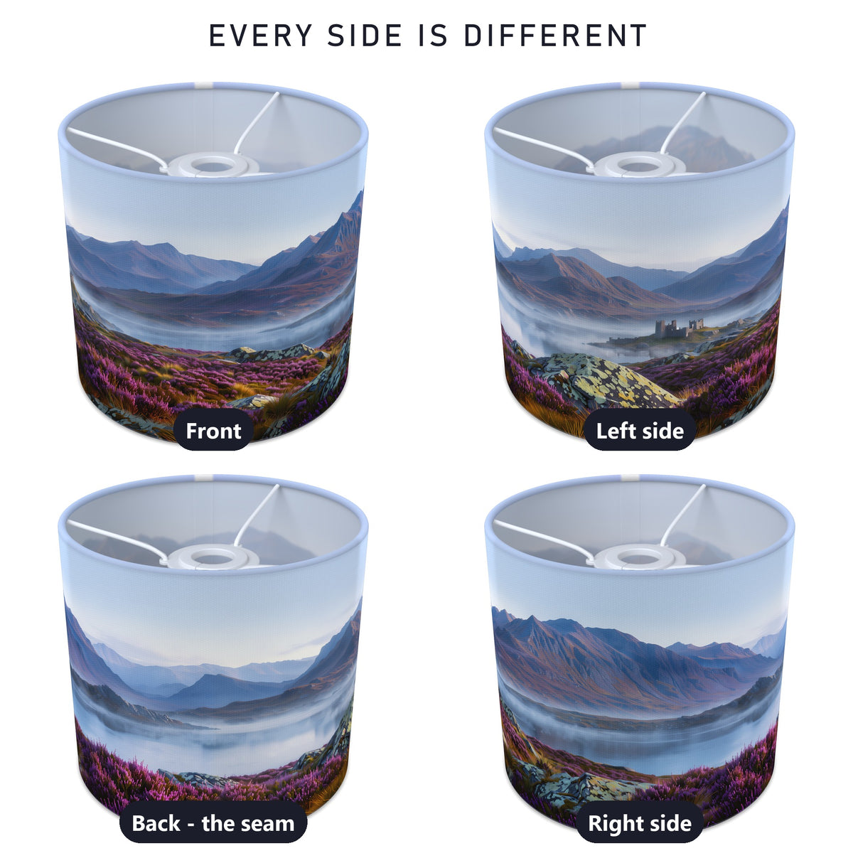 Scottish Highlands wraparound lampshade - Misty Loch - photo 3