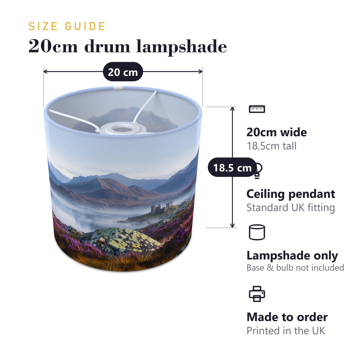 Scottish Highlands wraparound lampshade - Misty Loch - photo 7