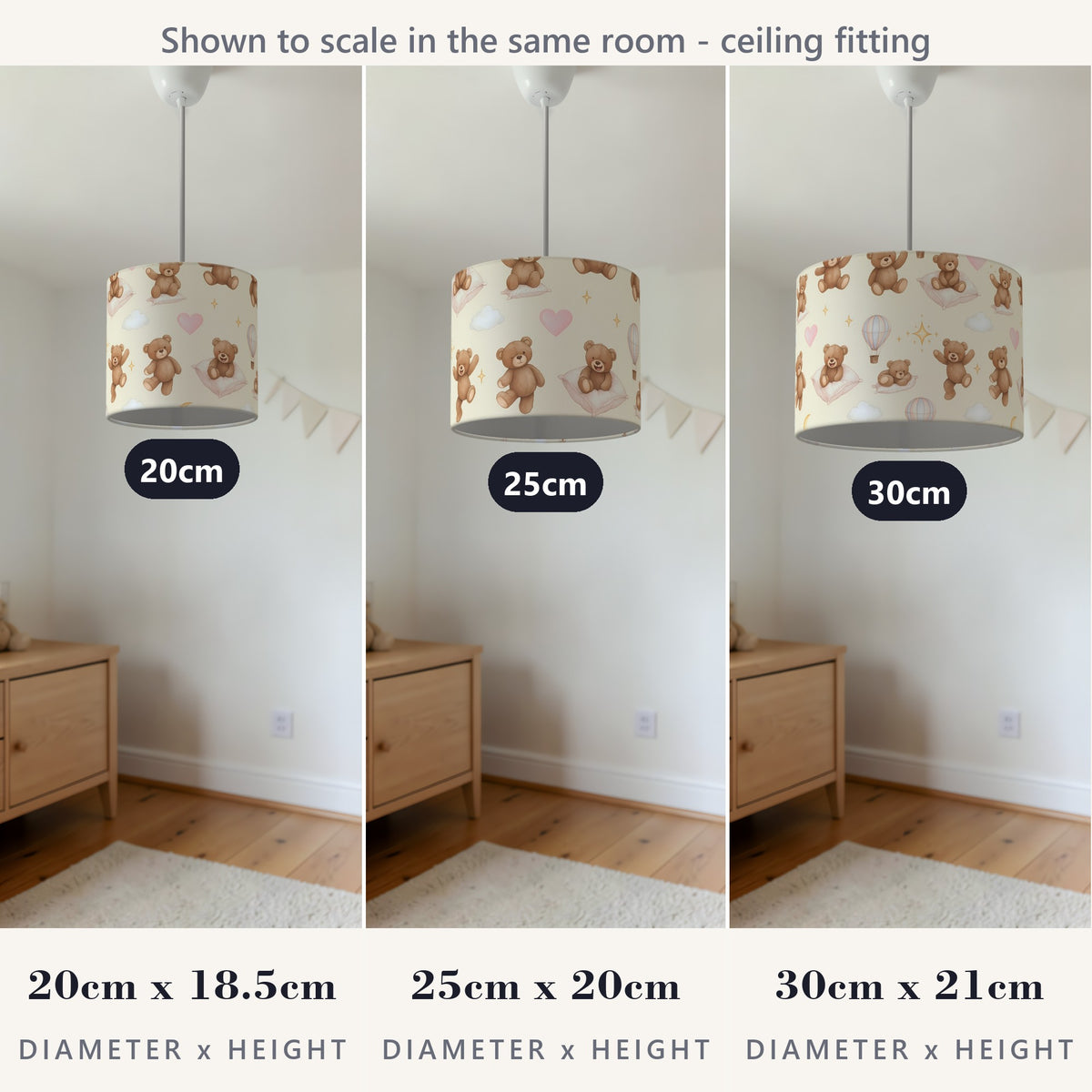 Cream Bear Hugs lampshade - 20cm x 18.5cm Ceiling - photo 4