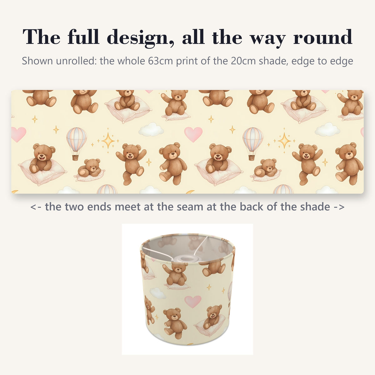 Cream Bear Hugs lampshade - 20cm x 18.5cm Ceiling - photo 9