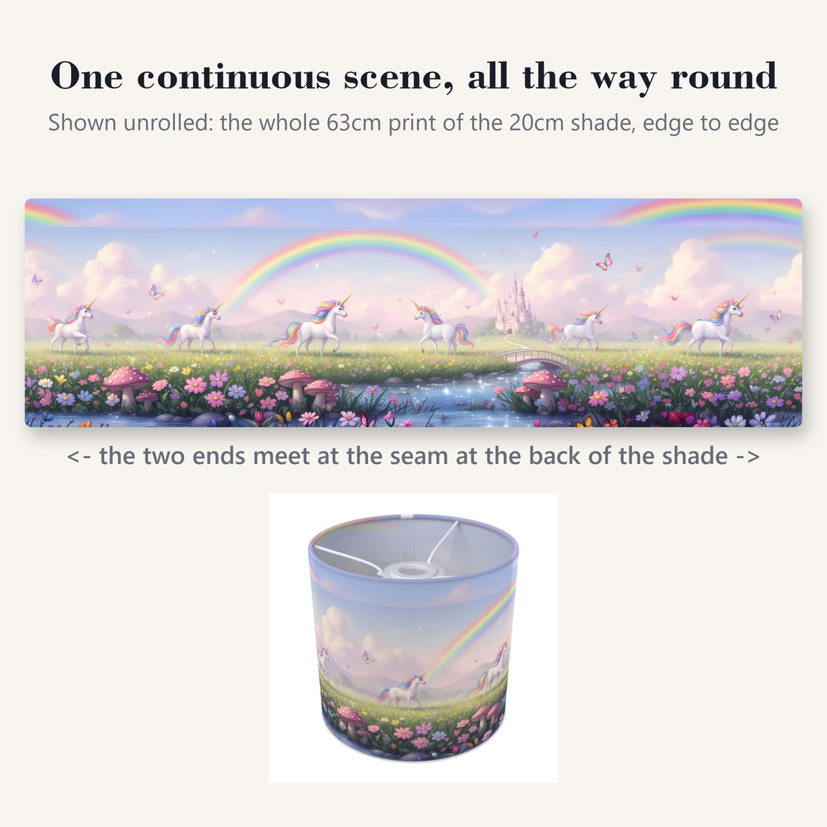 Unicorn Land wraparound lampshade - Rainbow Meadow - photo 2