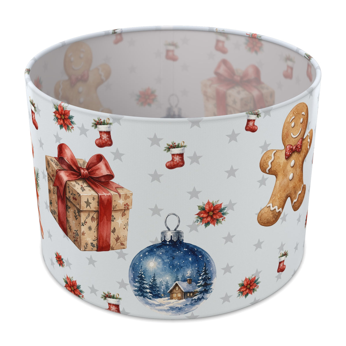 Snow Watercolor Christmas lampshade - 30cm x 21cm Table