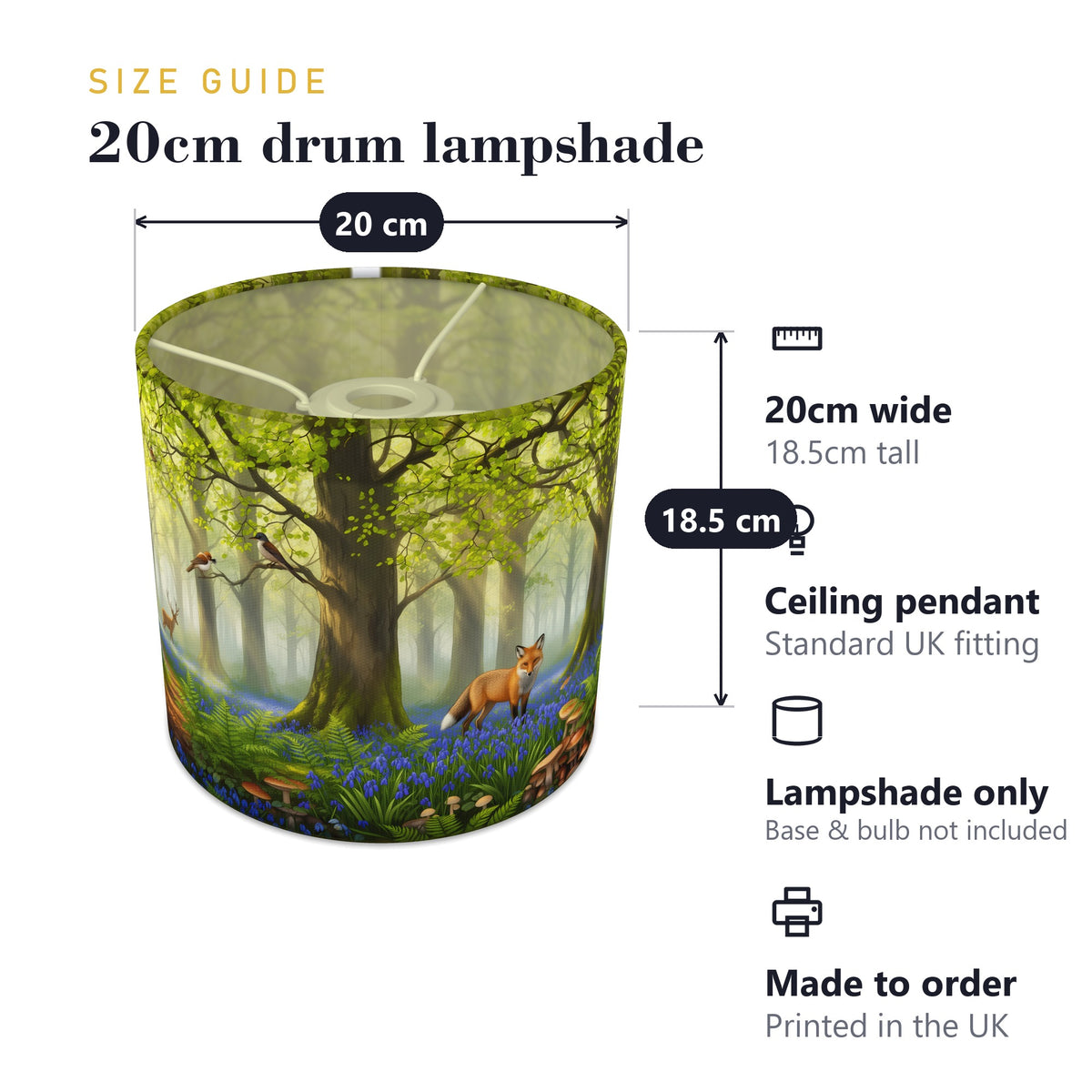 Woodland Walk wraparound lampshade - Spring Woods - photo 7