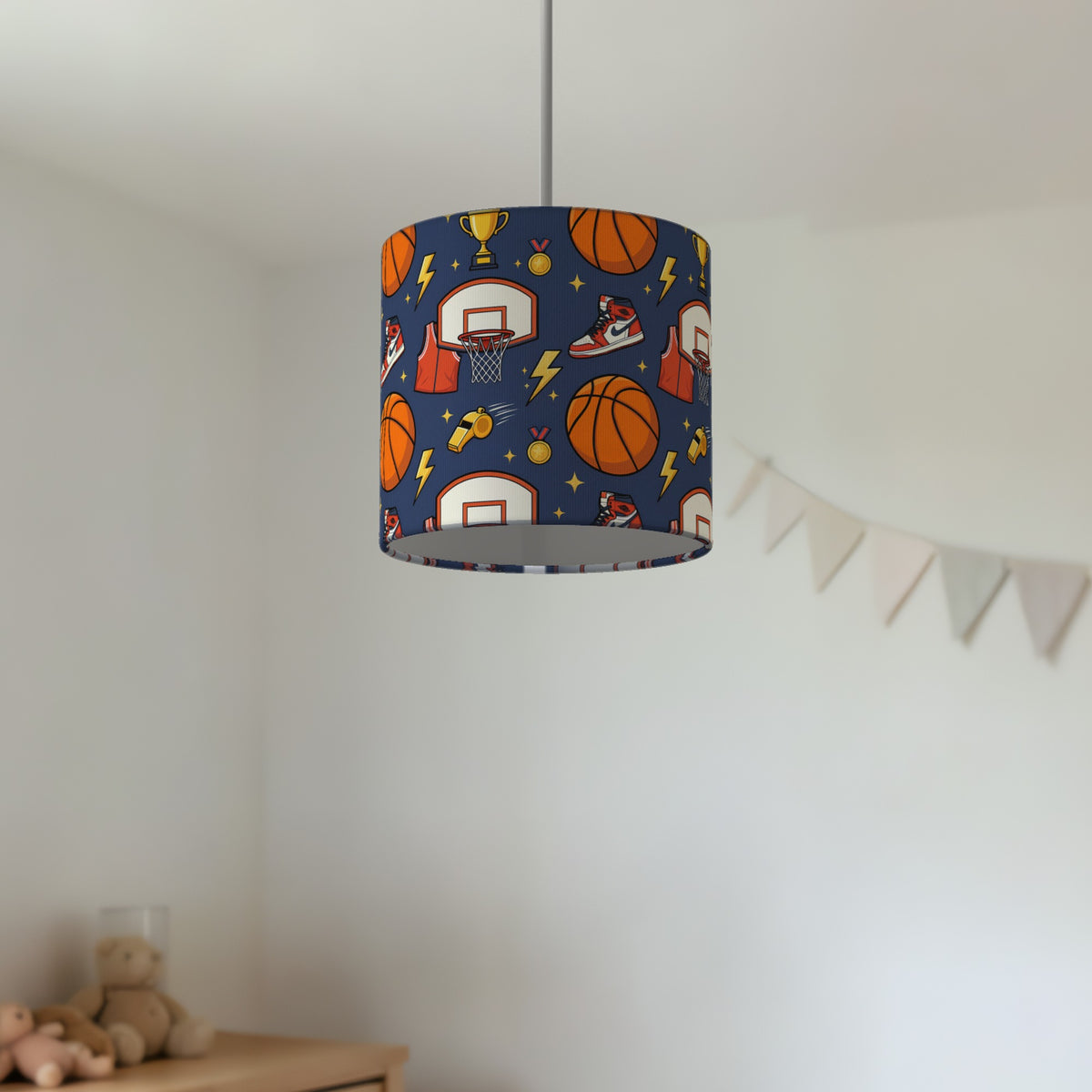 Navy Basketball Kids lampshade - 20cm x 18.5cm Ceiling - photo 2
