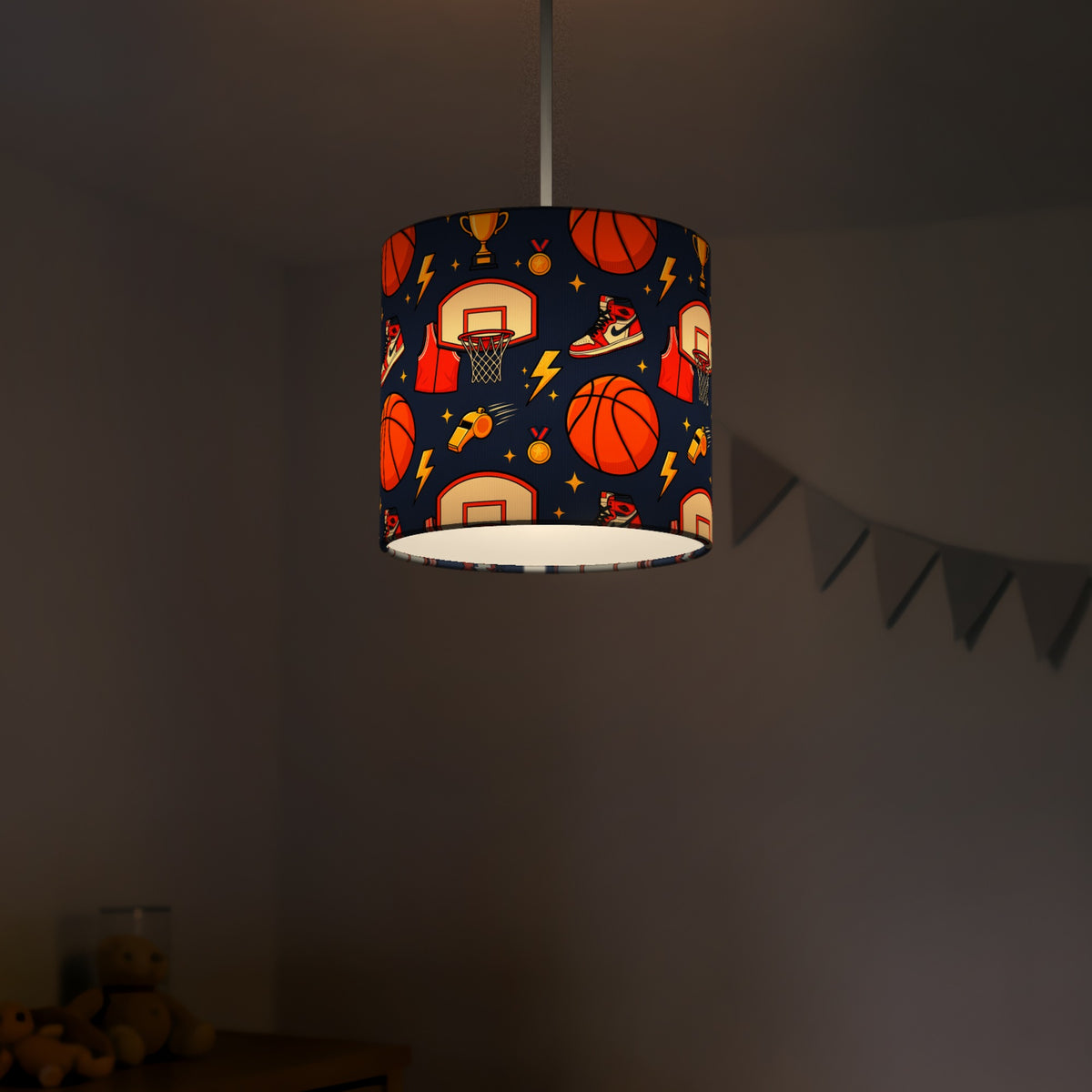 Navy Basketball Kids lampshade - 20cm x 18.5cm Ceiling - photo 5