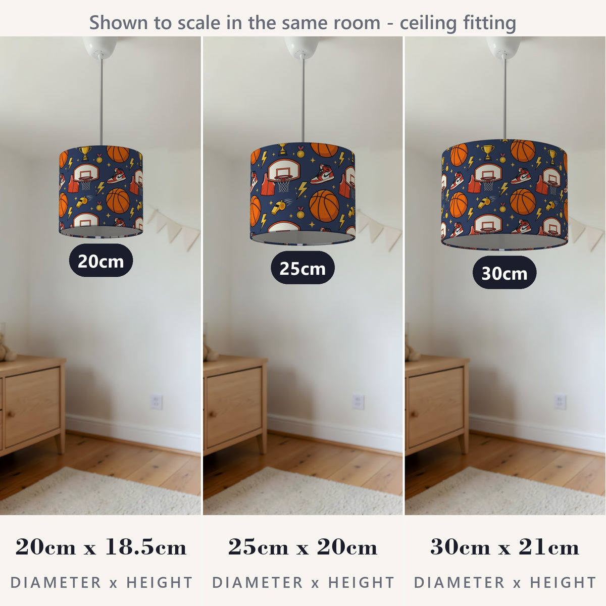 Navy Basketball Kids lampshade - 20cm x 18.5cm Ceiling - photo 4