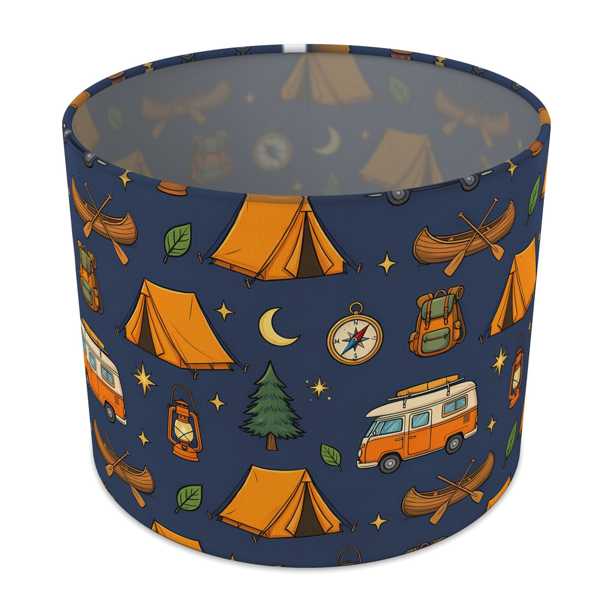 Navy Happy Campers lampshade - 25cm x 20cm Table