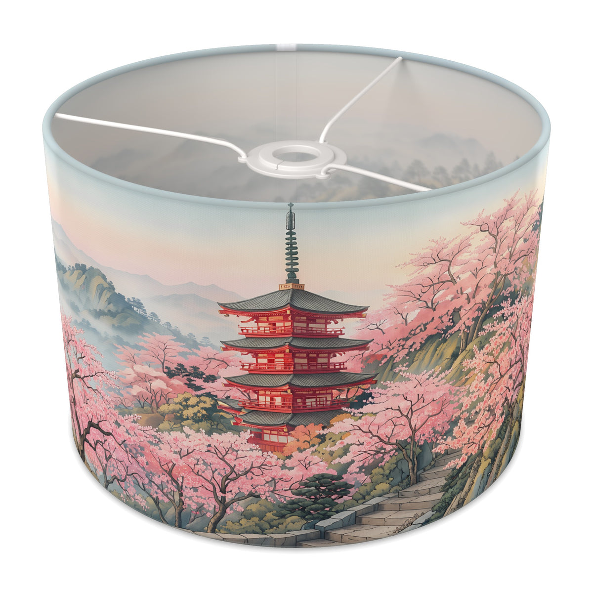 Mountain Temple Cherry Blossom Garden lampshade - 30cm x 21cm Ceiling