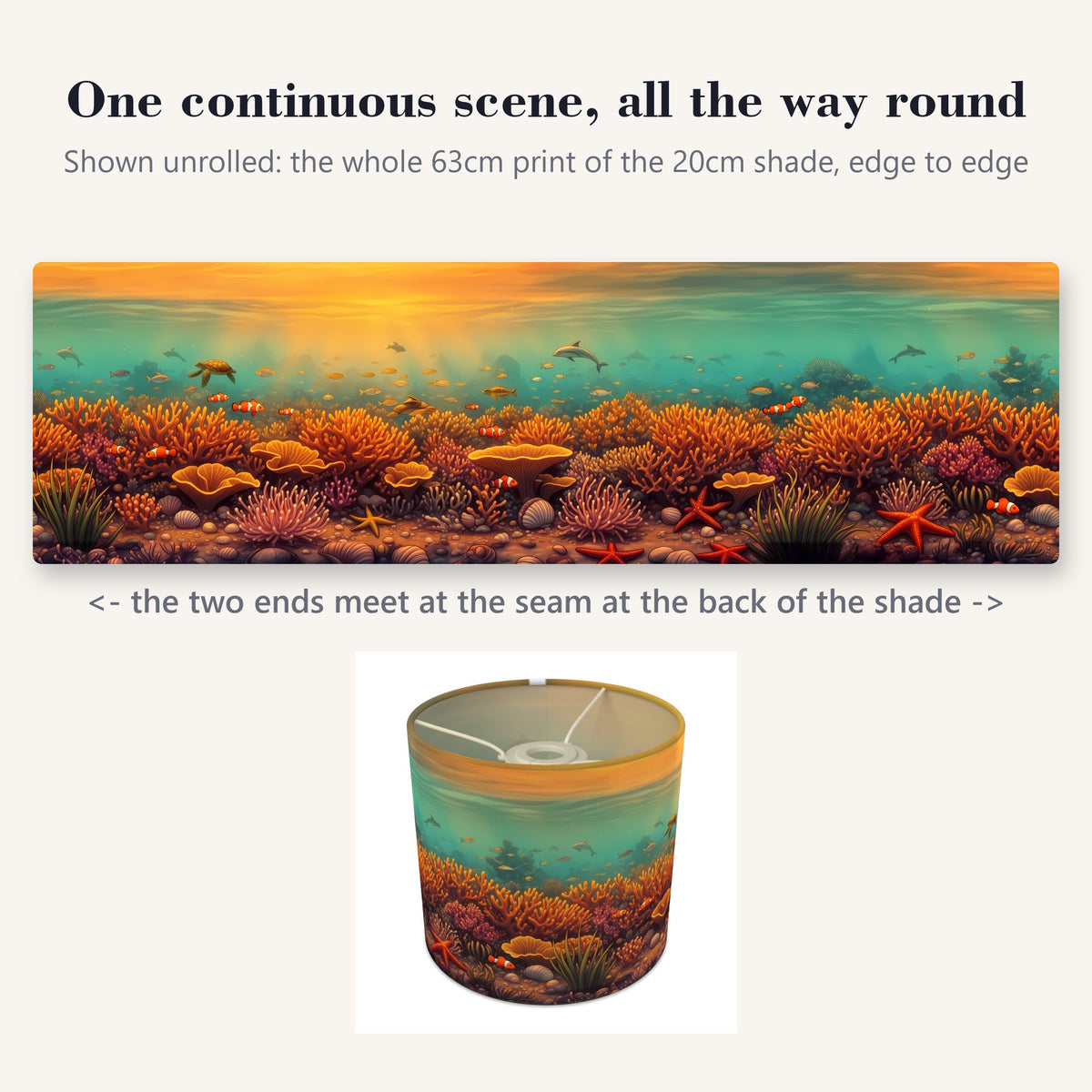 Coral Reef wraparound lampshade - Golden Reef