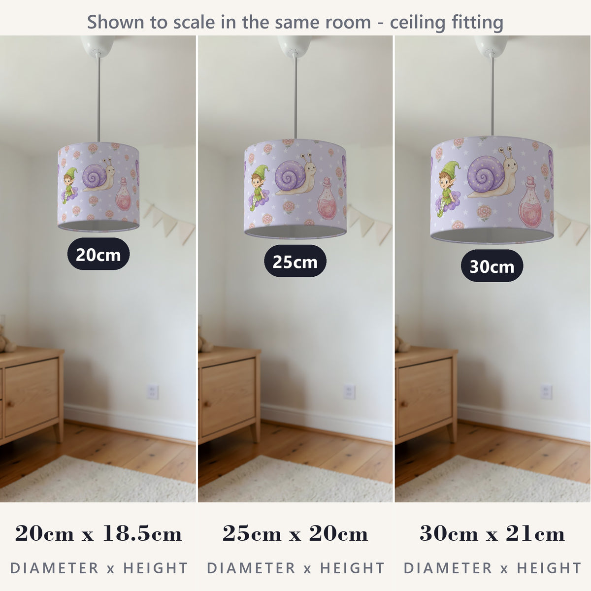 Lilac Fairy Garden lampshade - 20cm x 18.5cm Ceiling - photo 4