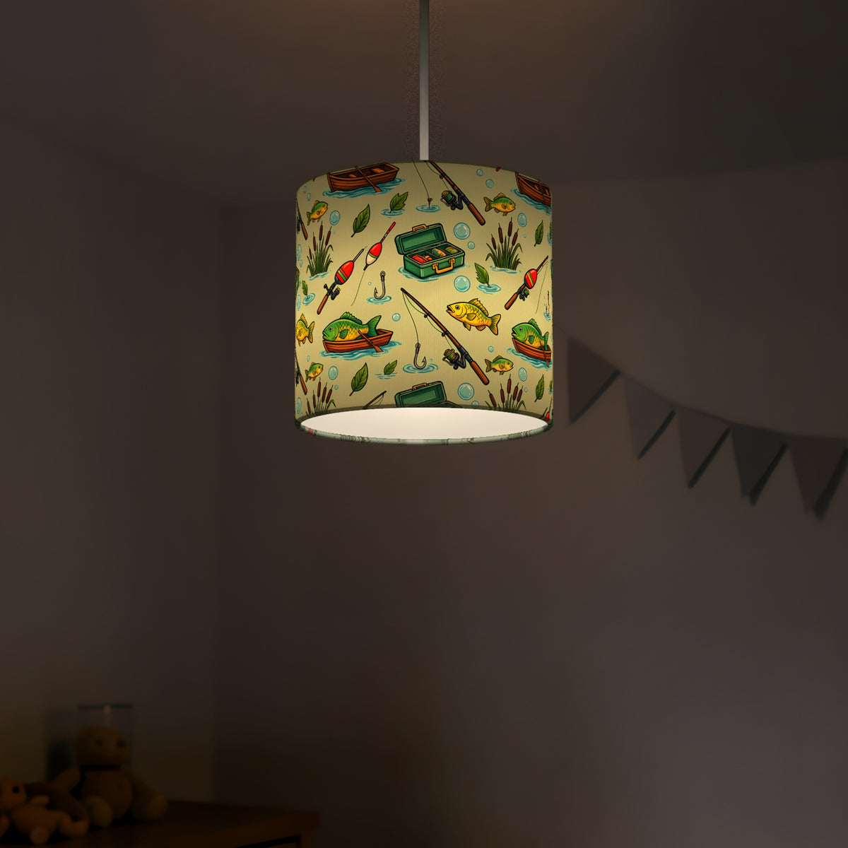 Sage Gone Fishing lampshade - 20cm x 18.5cm Ceiling - photo 5