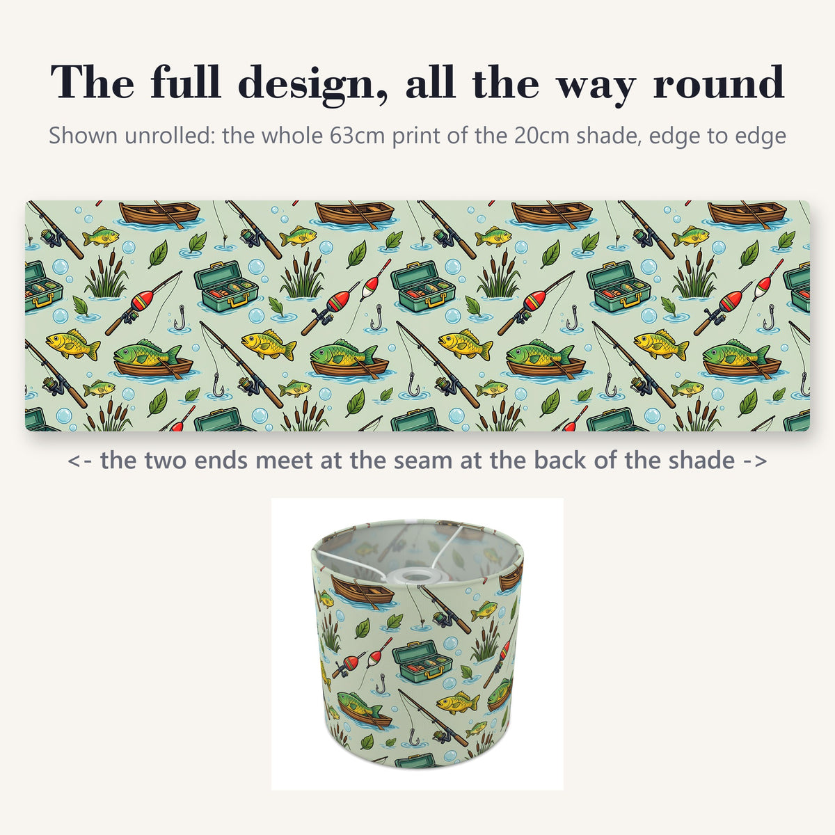 Sage Gone Fishing lampshade - 20cm x 18.5cm Ceiling - photo 9