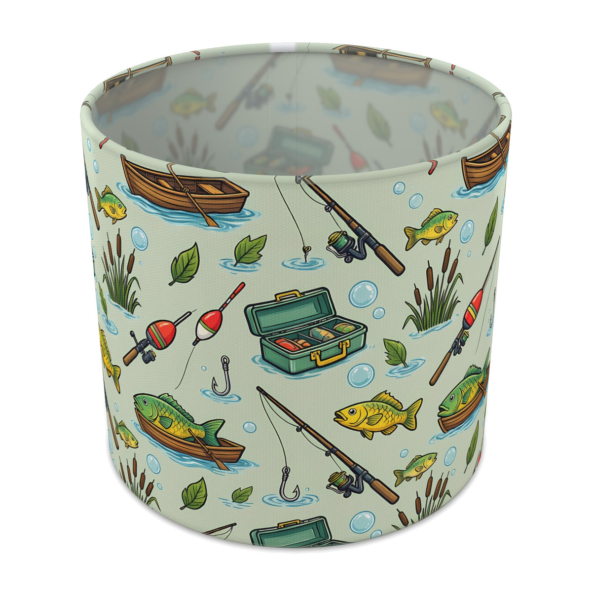 Sage Gone Fishing lampshade - 20cm x 18.5cm Table