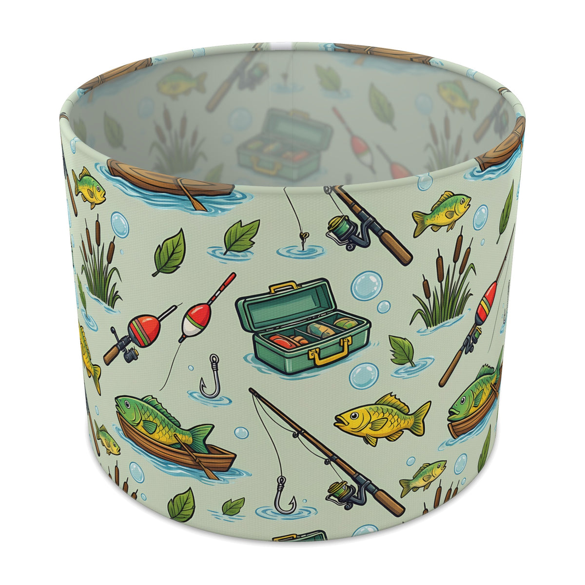 Sage Gone Fishing lampshade - 25cm x 20cm Table