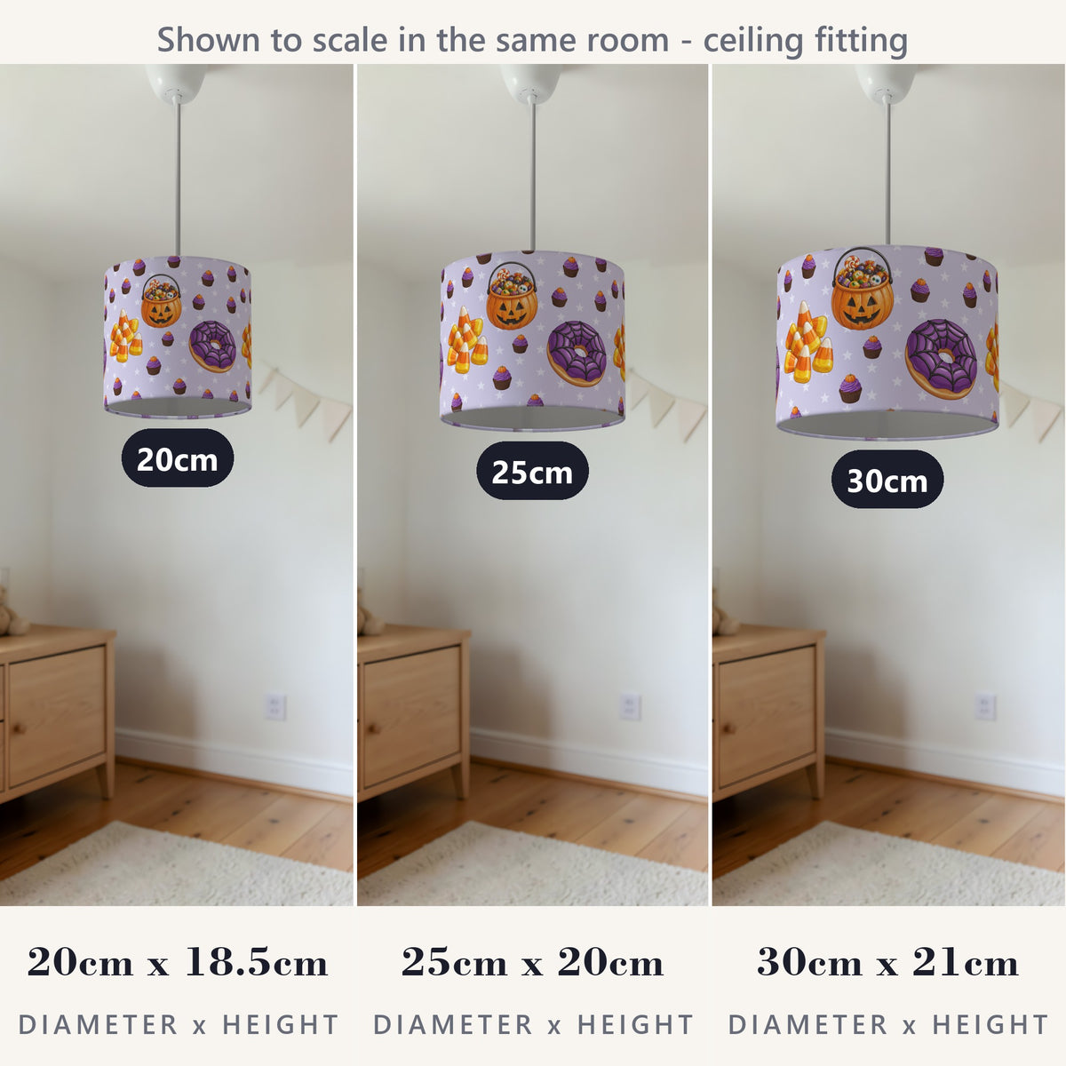 Lilac Halloween Food lampshade - 20cm x 18.5cm Ceiling - photo 4
